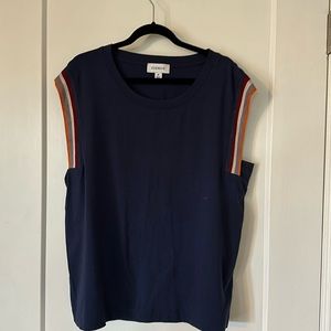 Navy Evereve tank with striped sleeve detail